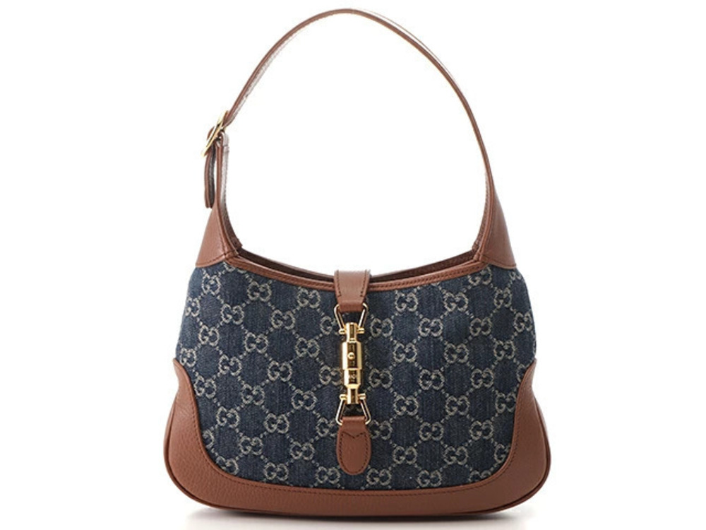 Gucci Jackie GG Denim Shoulder Bag Blue